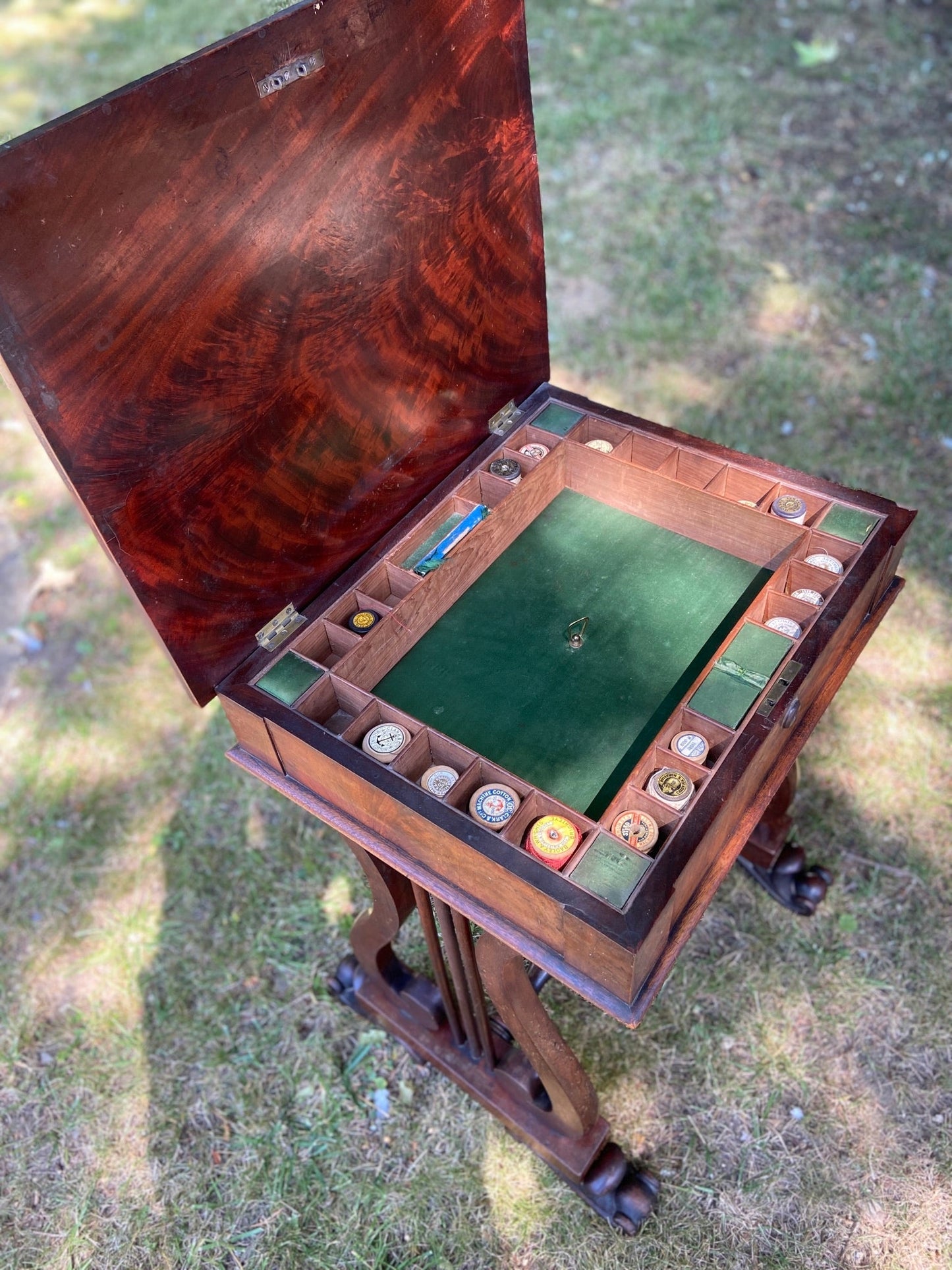 William IV Sewing Table With Chequered Top and Lyre EndsThe Furniture Recycling ShopFurniture