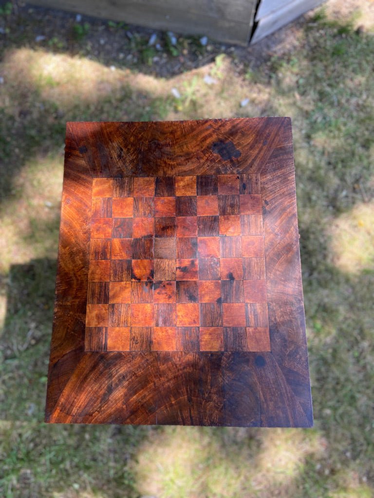 William IV Sewing Table With Chequered Top and Lyre EndsThe Furniture Recycling ShopFurniture