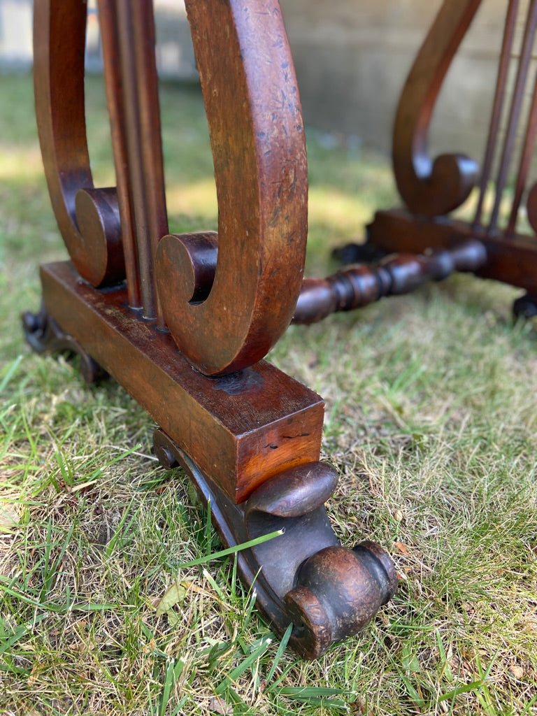 William IV Sewing Table With Chequered Top and Lyre EndsThe Furniture Recycling ShopFurniture