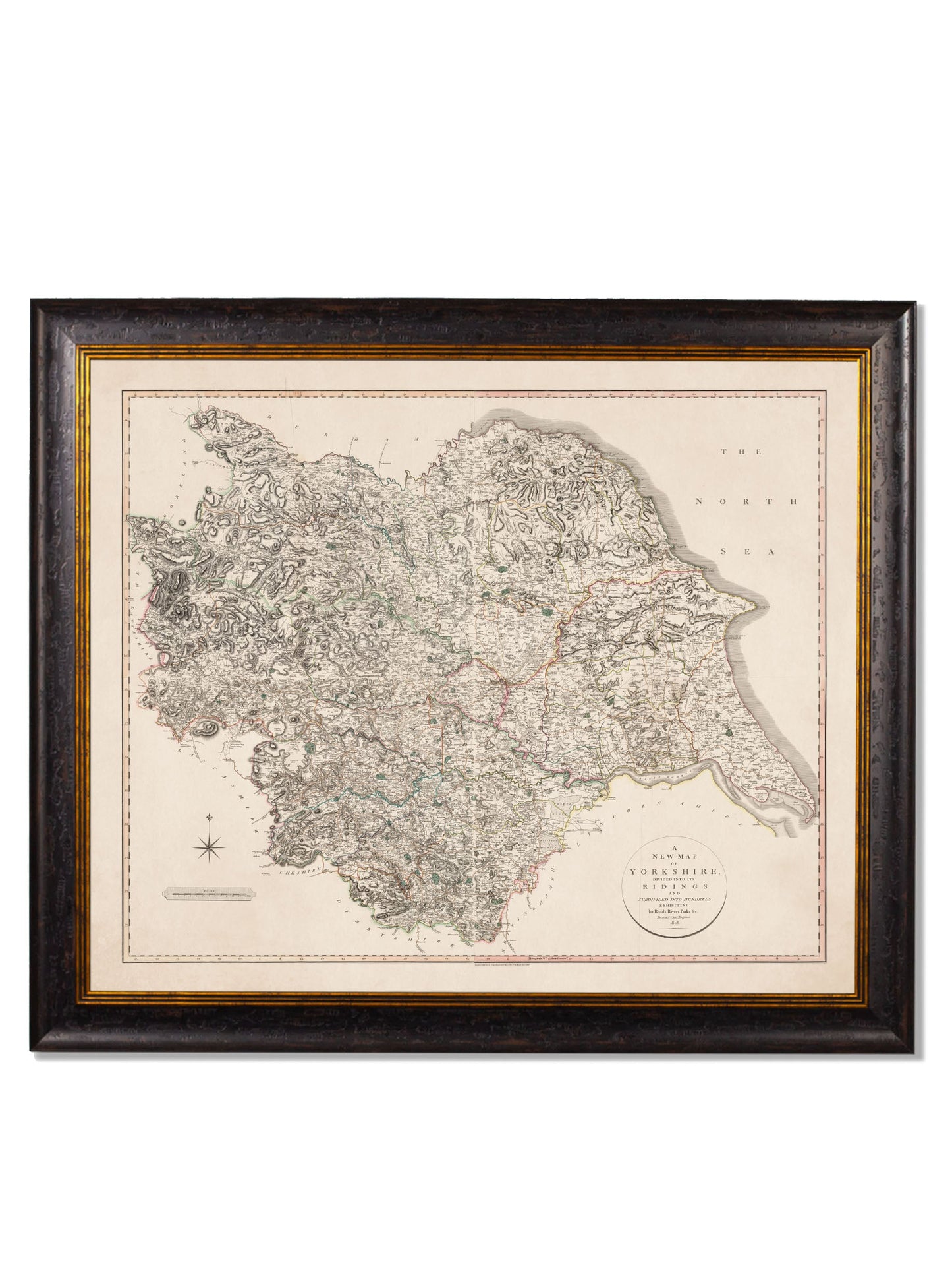 c 1806 county maps of england - premium glass-fronted framed art print with solid wood frame, designed for high-end interior design