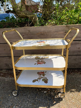 Load image into Gallery viewer, Vintage 1950’s Three Tier Trolley Rose Design Top Tier A Tray

