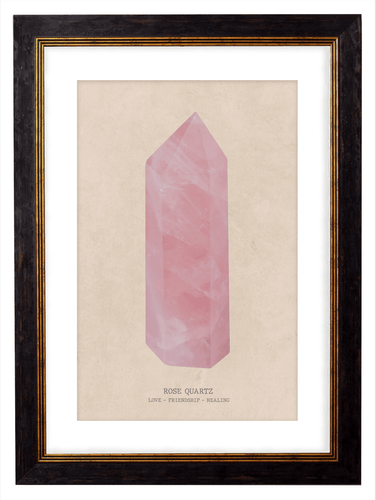 Rose Quartz Crystal Gemstone Artwork Print. Framed Healing Crystal Wall Art PictureVintage Frog T/APictures & Prints