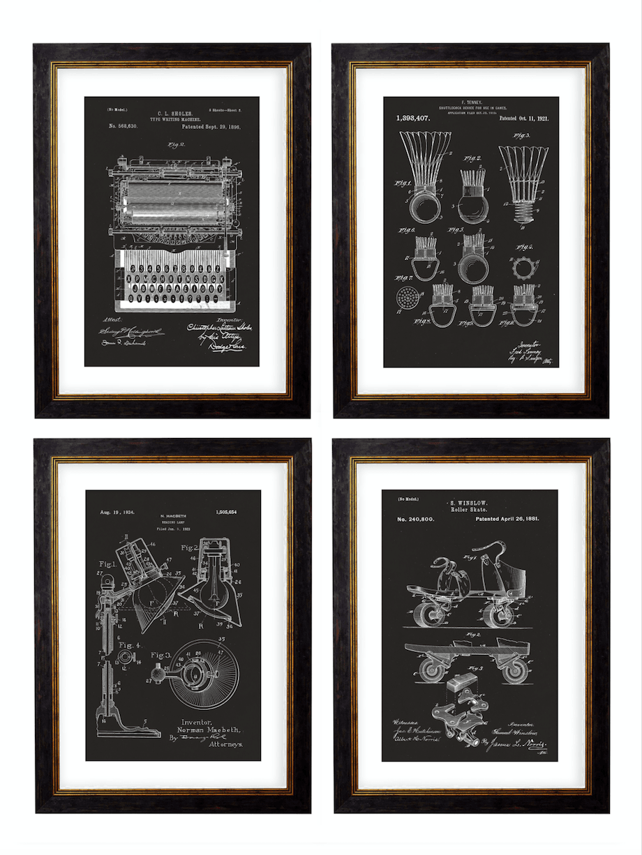 Victorian Patent Designs, Prints of Vintage Blueprints - 1900s Artwork Print. Framed Wall Art PictureVintage Frog T/APictures & Prints