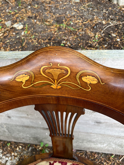 Edwardian Mahogany Inlaid Rounded Back Chair
