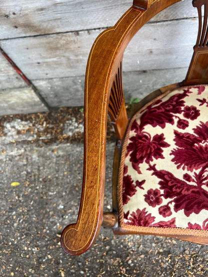 Edwardian Mahogany Inlaid Rounded Back Chair
