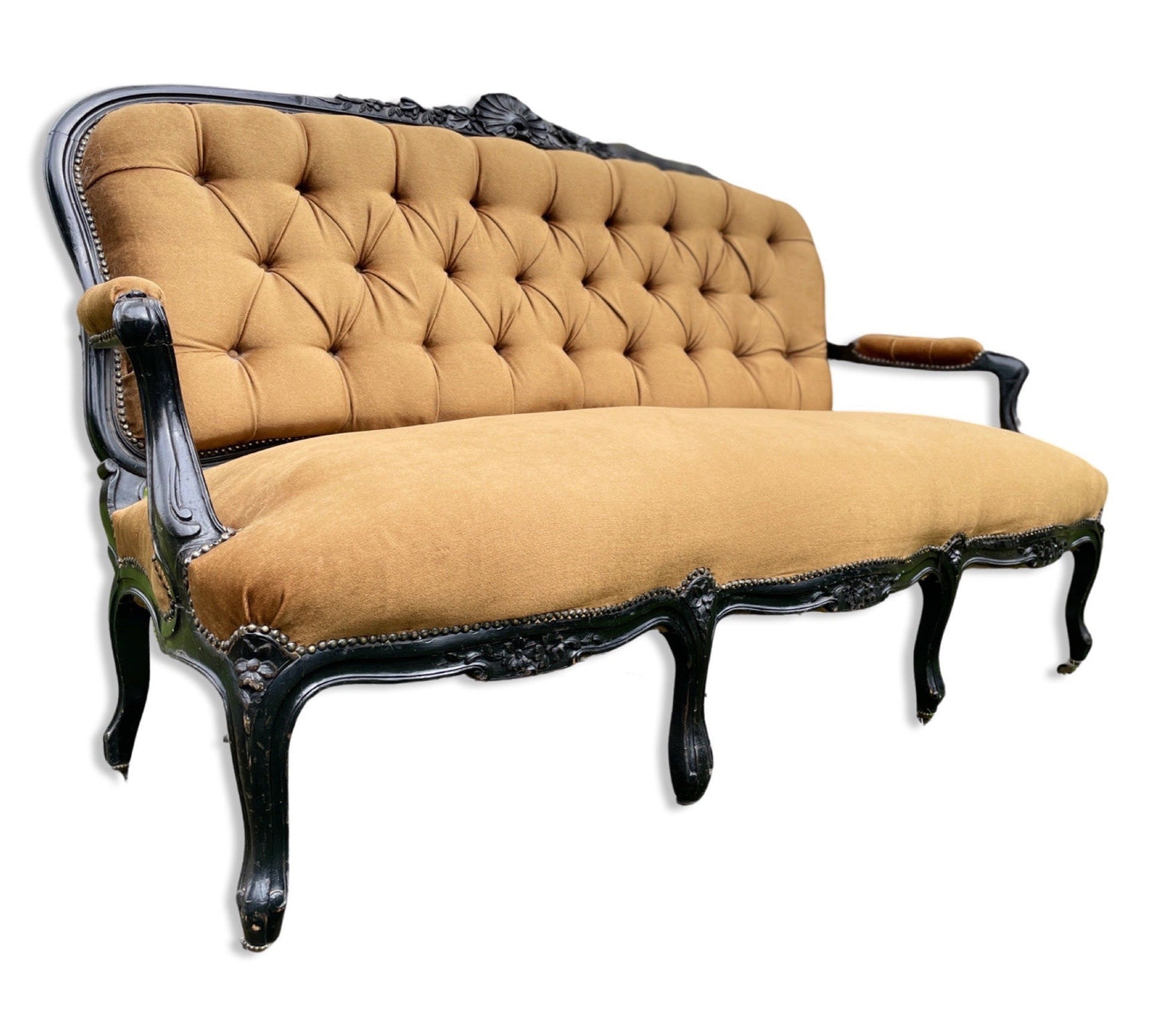 19th Century Louis XV Style Sofa or Canape, French Saloon Settee With Ebonised FrameThe Furniture Recycling ShopFurniture