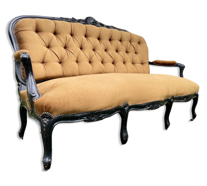 19th Century Louis XV Style Sofa or Canape, French Saloon Settee With Ebonised FrameThe Furniture Recycling ShopFurniture