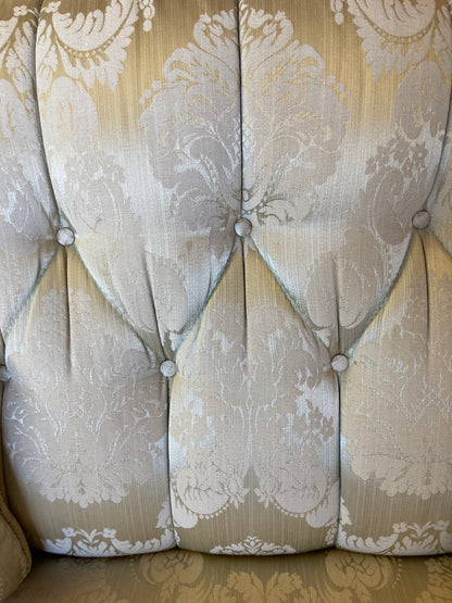 Two Seater Cream Damask Upholstered Sofa