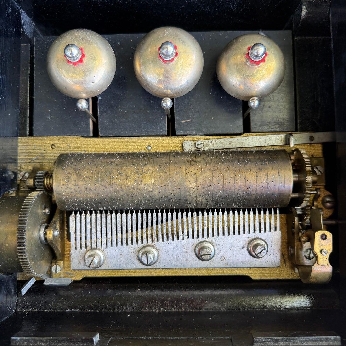 Antique Swiss 8-Air Cylinder Music Box with Three Bells c.1890