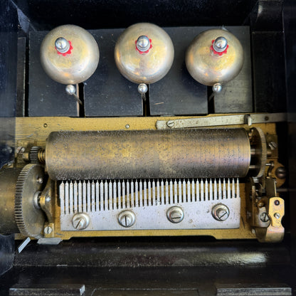 Antique Swiss 8-Air Cylinder Music Box with Three Bells c.1890