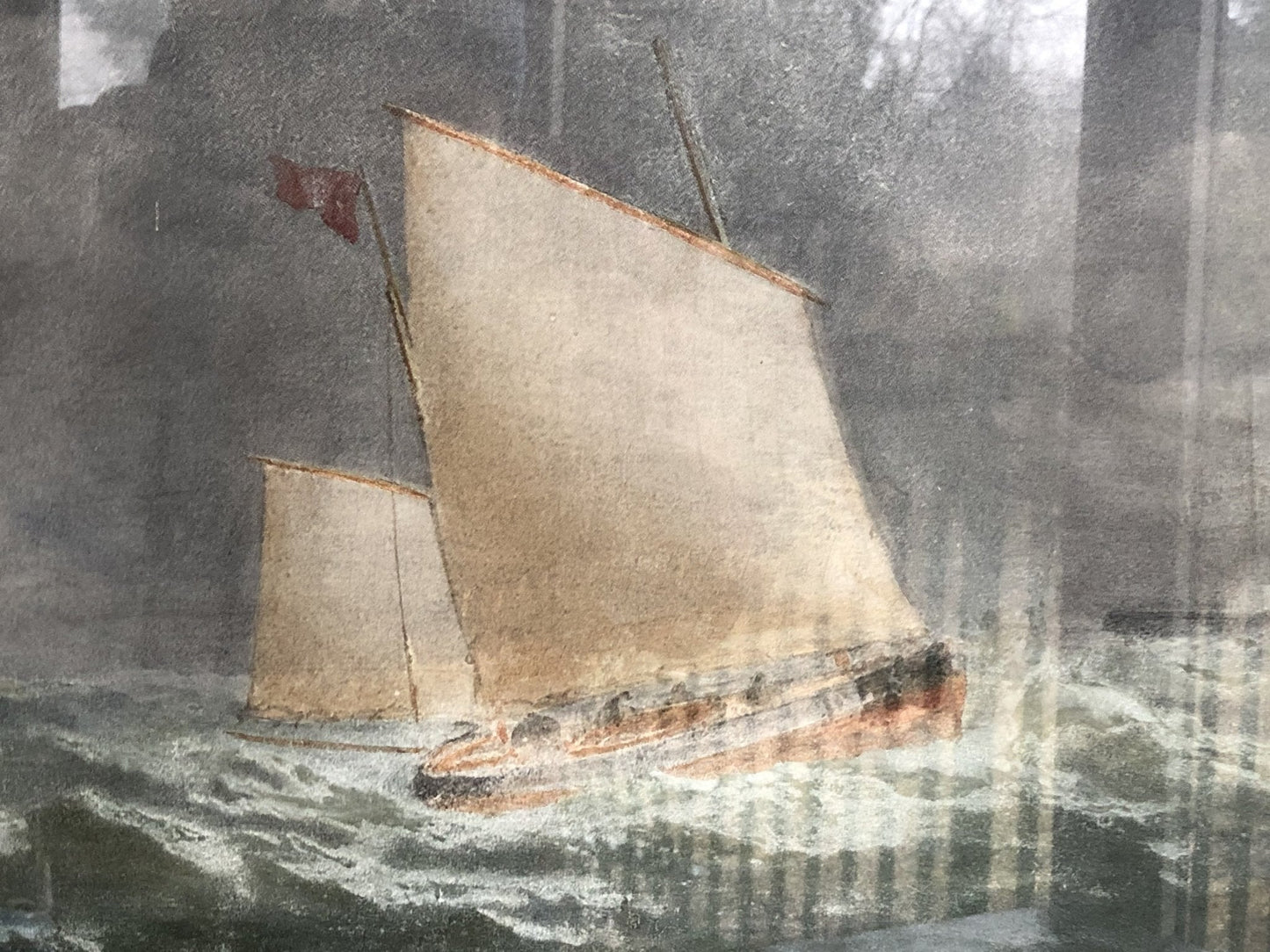20th Century Mixed Media Painting of Boats In Choppy SeasThe Furniture Recycling ShopVintage Item