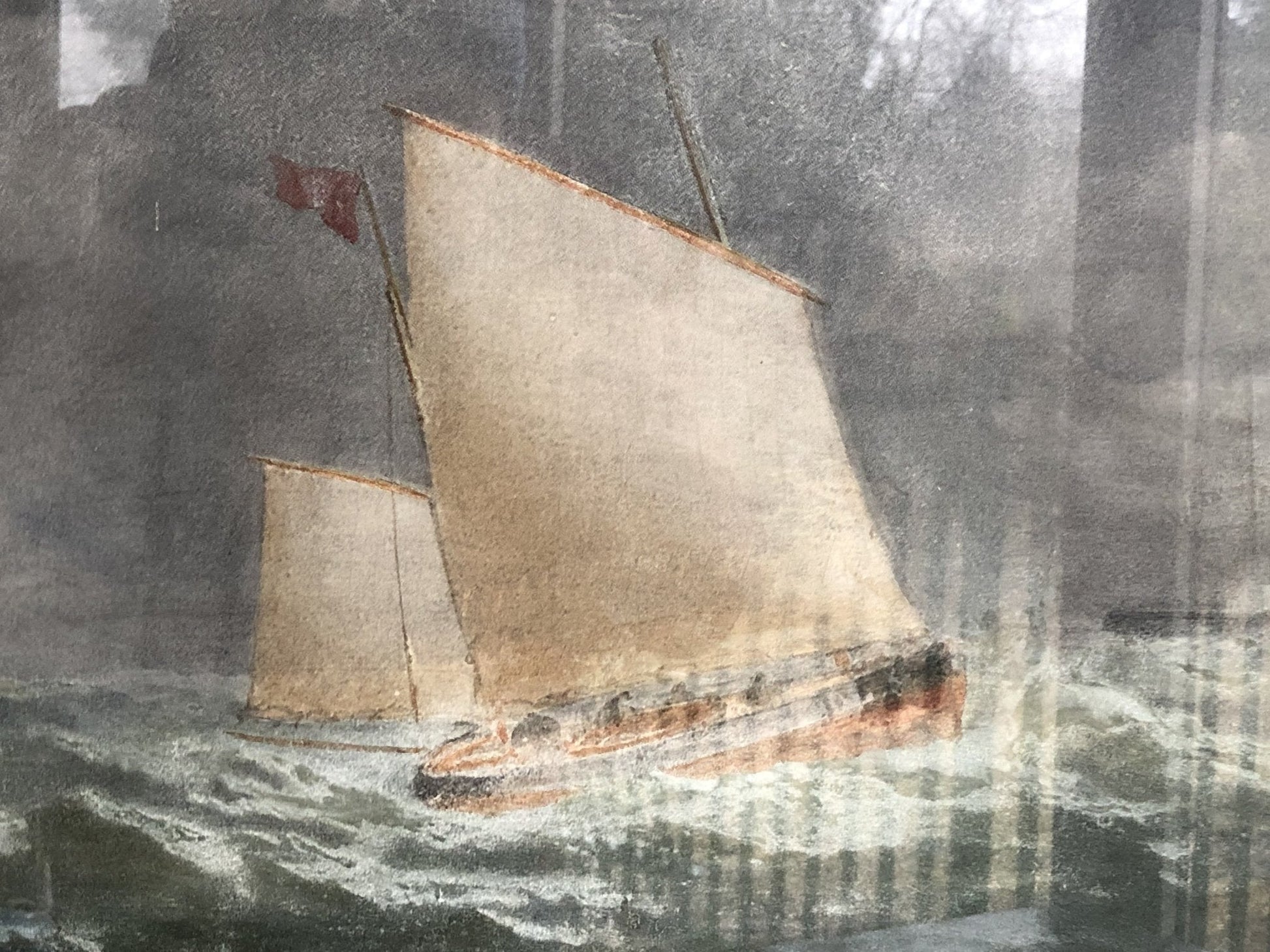 20th Century Mixed Media Painting of Boats In Choppy SeasThe Furniture Recycling ShopVintage Item