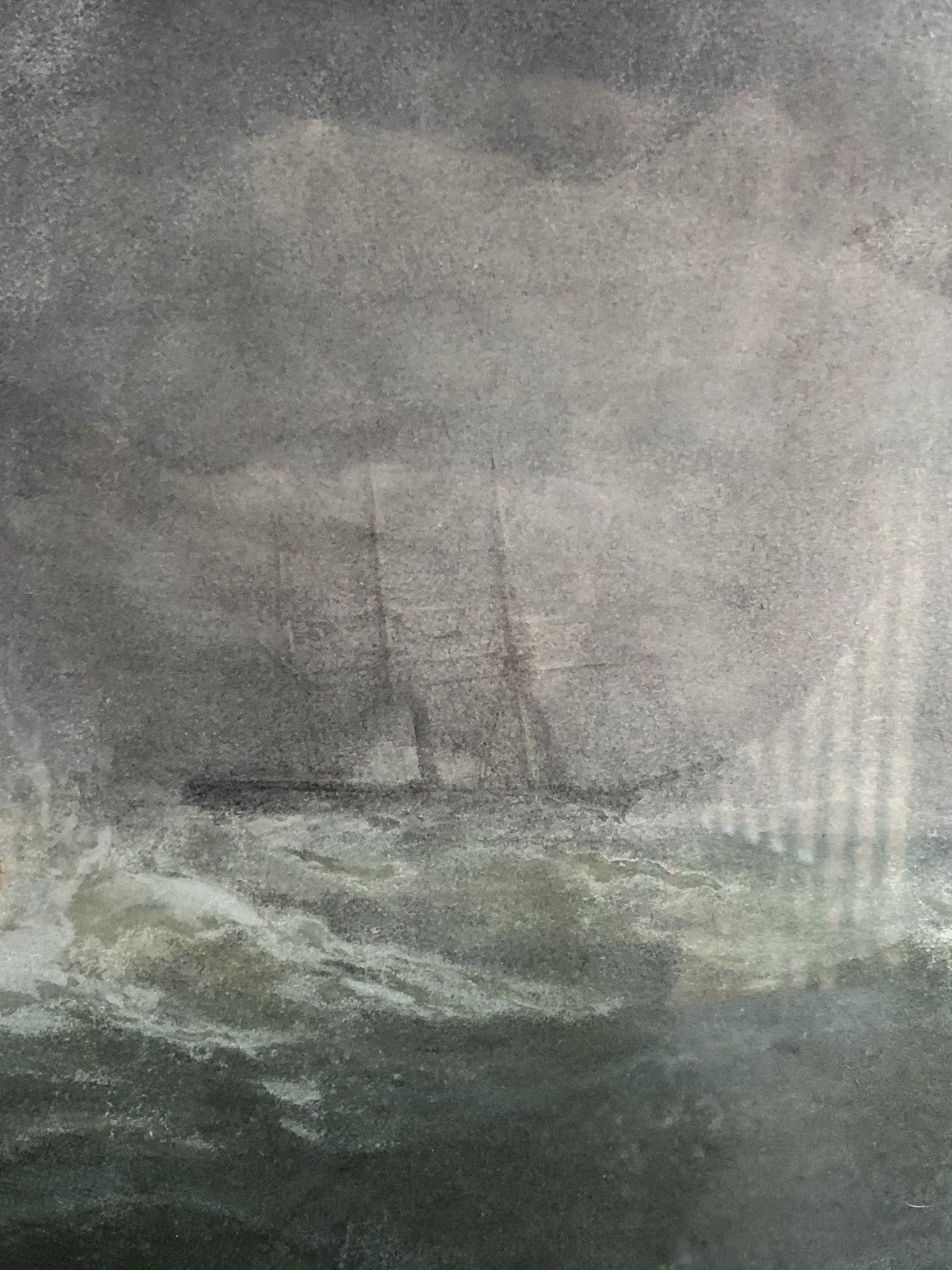 20th Century Mixed Media Painting of Boats In Choppy SeasThe Furniture Recycling ShopVintage Item