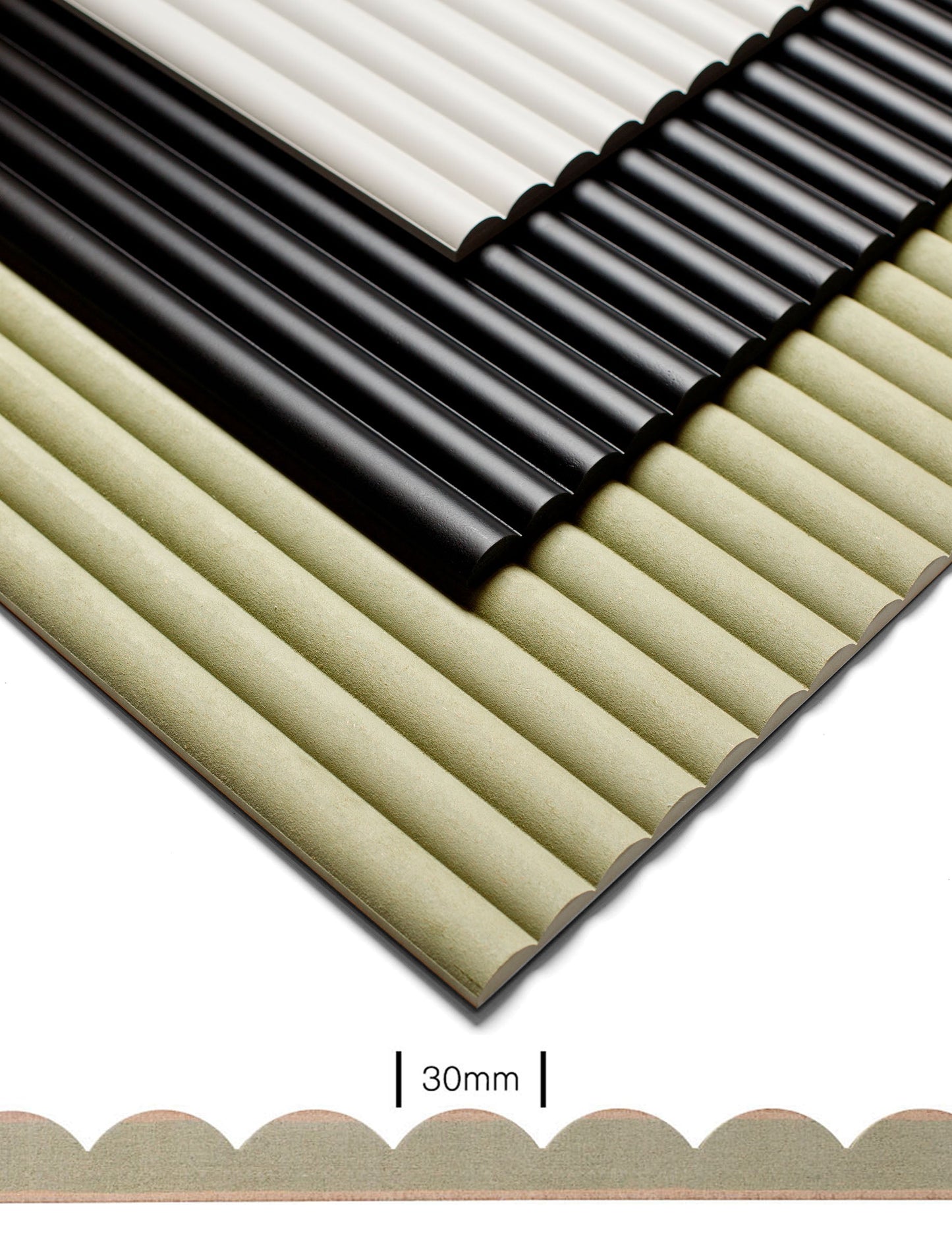 30mm Ribbed Panel in size Raw - glass-fronted framed wall art print with solid wood frame, ideal for modern interiors