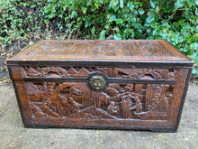 Load image into Gallery viewer, Vintage Oriental Chinese Camphor Wood Carved Chest
