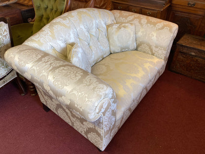 Two Seater Cream Damask Upholstered Sofa