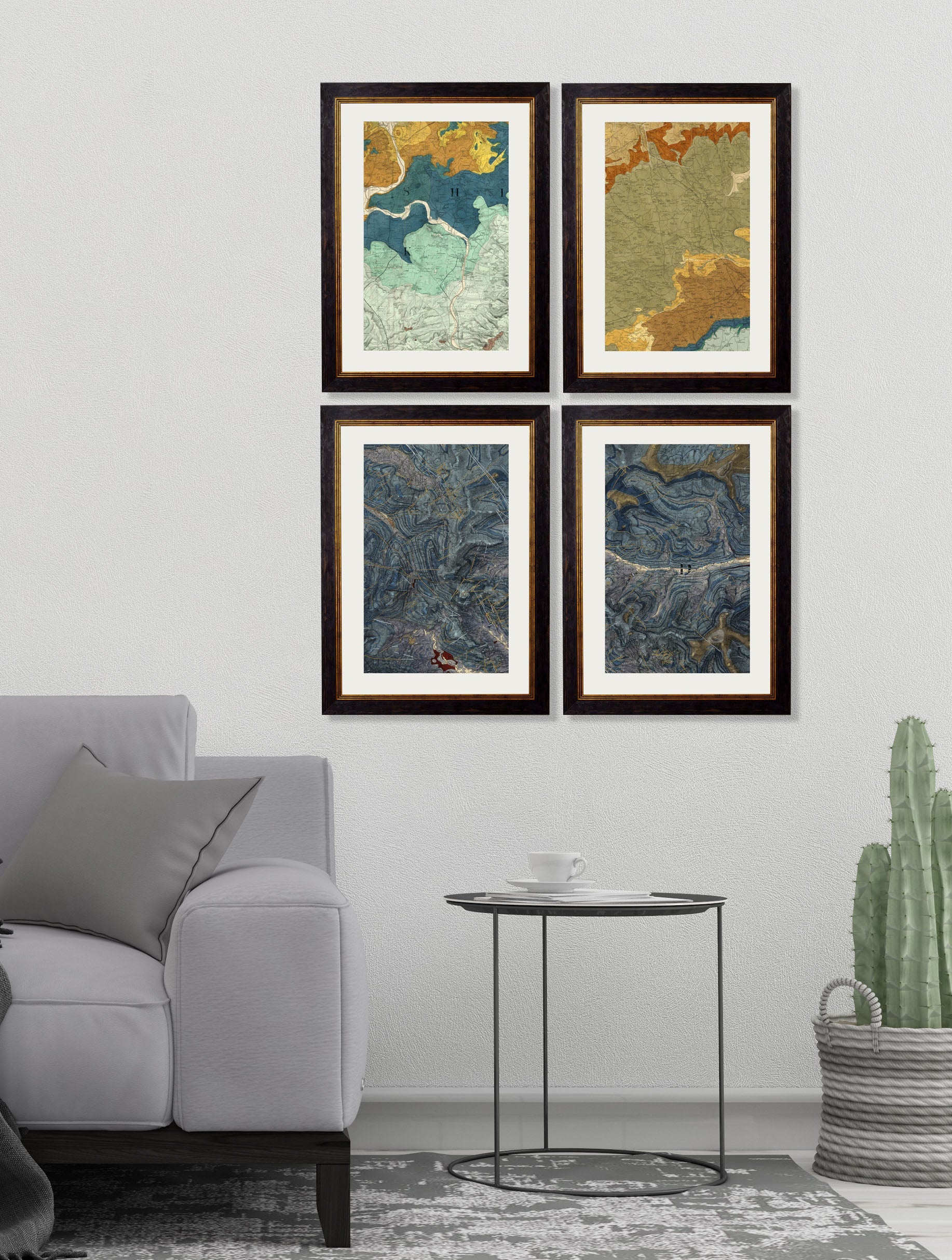 c 1850 geology map of cumbria framed print in size 38 x 50cm - glass-fronted framed wall art print with solid wood frame, luxury wall art for sophisticated spaces