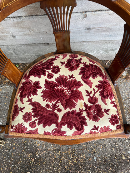 Edwardian Mahogany Inlaid Rounded Back Chair