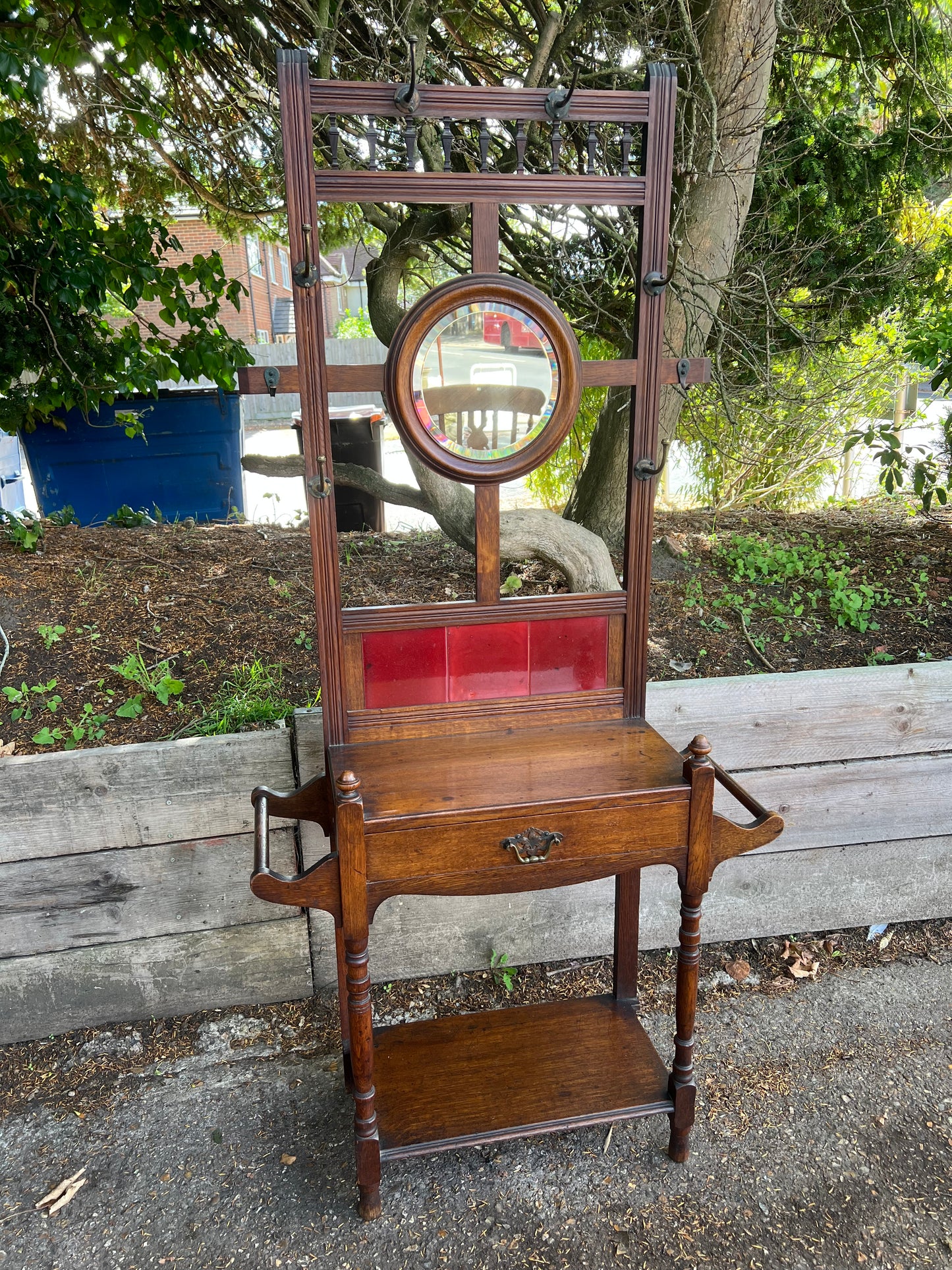 Antique Oak Hall Stand