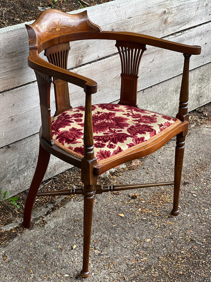 Edwardian Mahogany Inlaid Rounded Back Chair