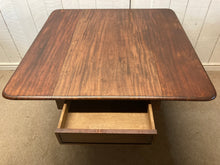 Load image into Gallery viewer, Antique Mahogany Drop Leaf Table On Pedestal With A Drawer Brass Castors
