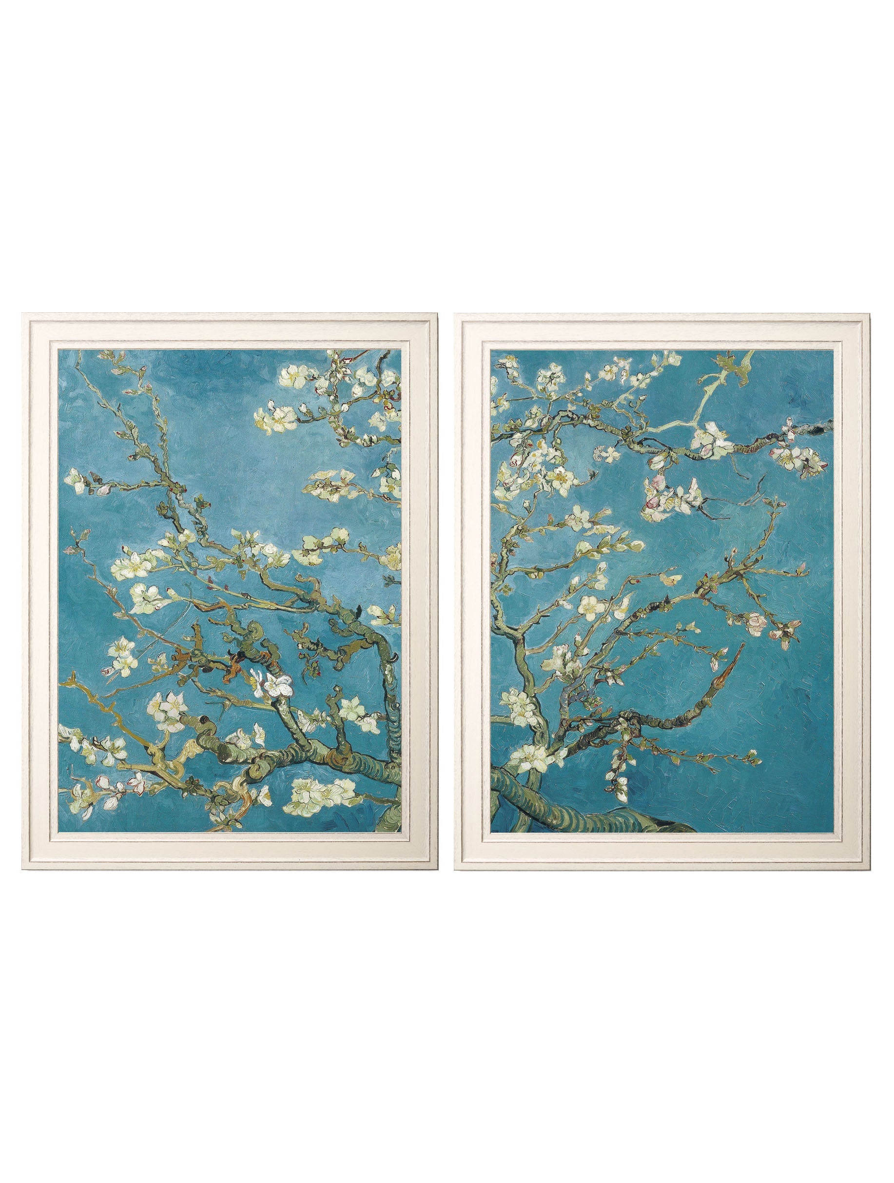 Almond Blossom - Vincent Van Gogh Set of 2 Prints in size 50 x 70cm - glass-fronted framed wall art print with solid wood frame, perfect for luxury home decor