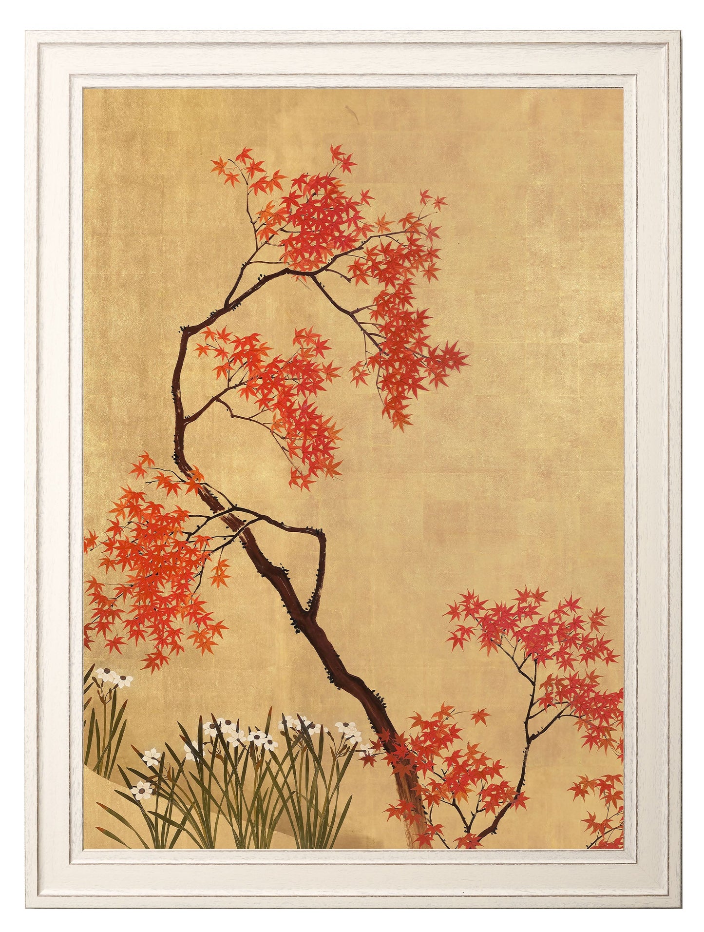 japanese blossom shibata zeshine set of 2 prints in size 95 x 130cm - glass-fronted framed wall art print with solid wood frame, perfect for luxury home decor