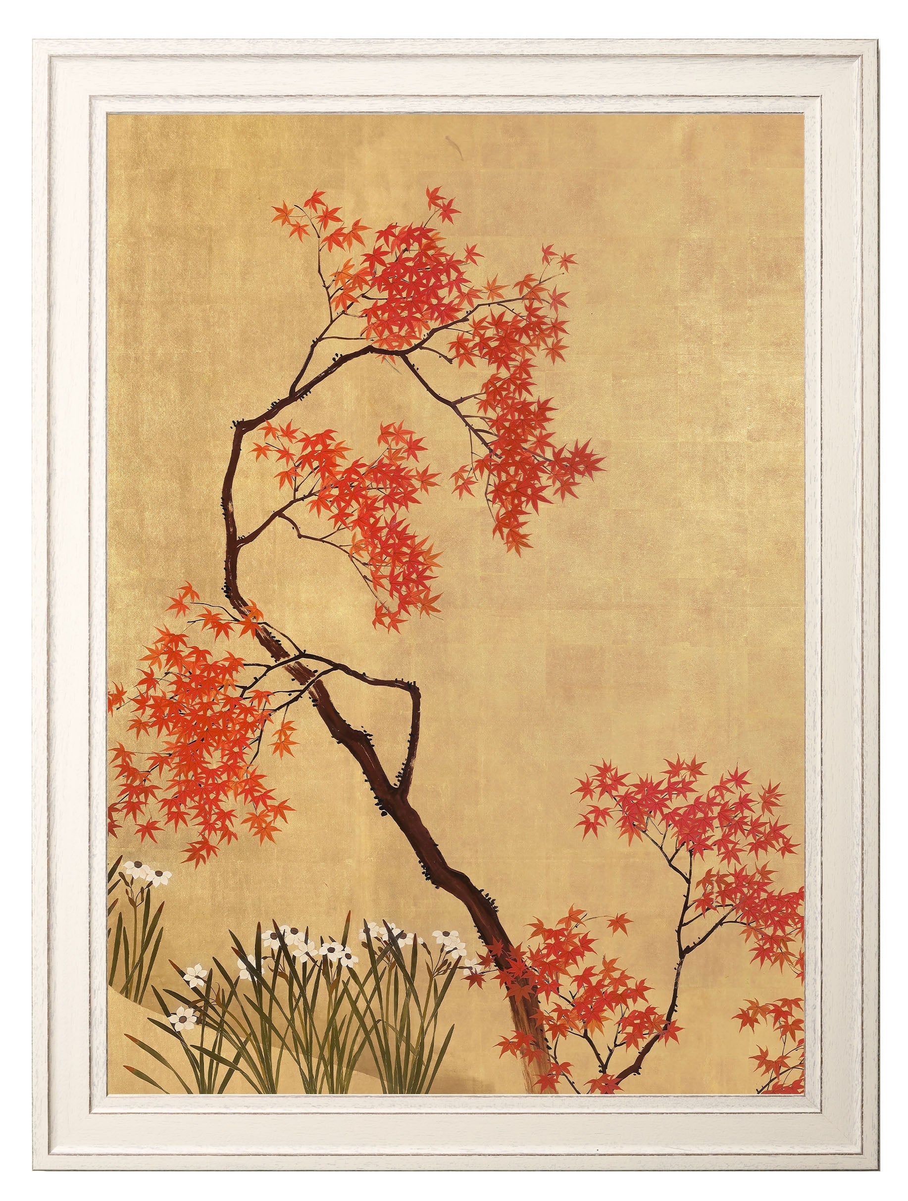 japanese blossom shibata zeshine set of 2 prints in size 95 x 130cm - glass-fronted framed wall art print with solid wood frame, perfect for luxury home decor