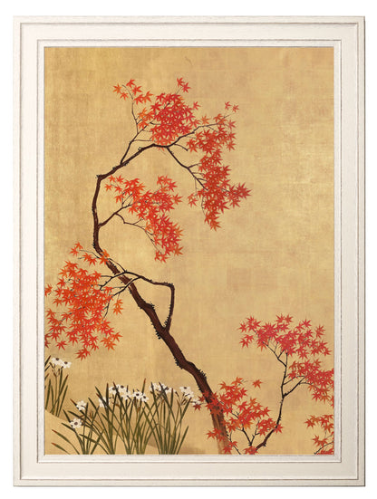 japanese blossom shibata zeshine set of 2 prints in size 95 x 130cm - glass-fronted framed wall art print with solid wood frame, perfect for luxury home decor