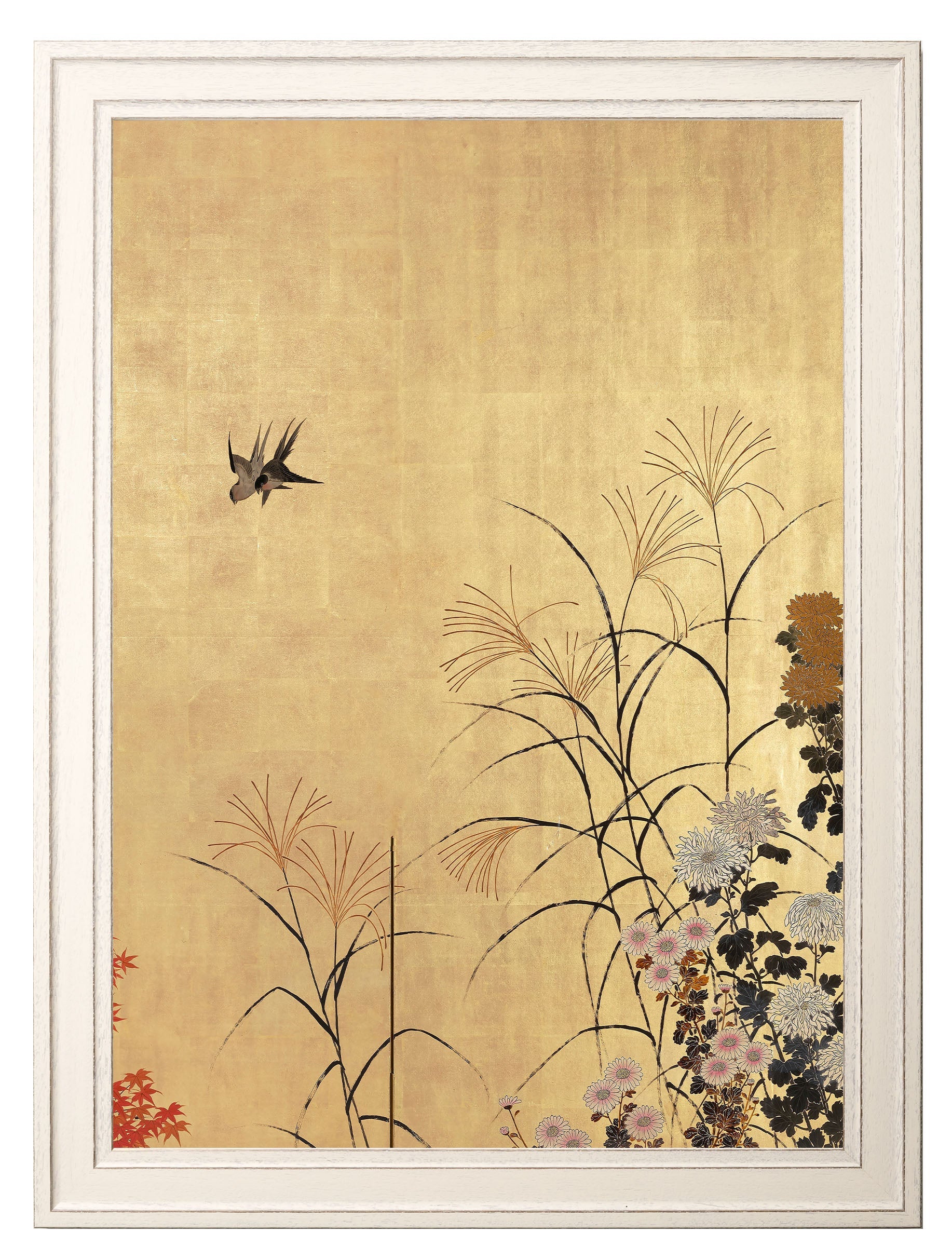 japanese blossom shibata zeshine set of 2 prints - premium glass-fronted framed art print with solid wood frame, luxury wall art for sophisticated spaces