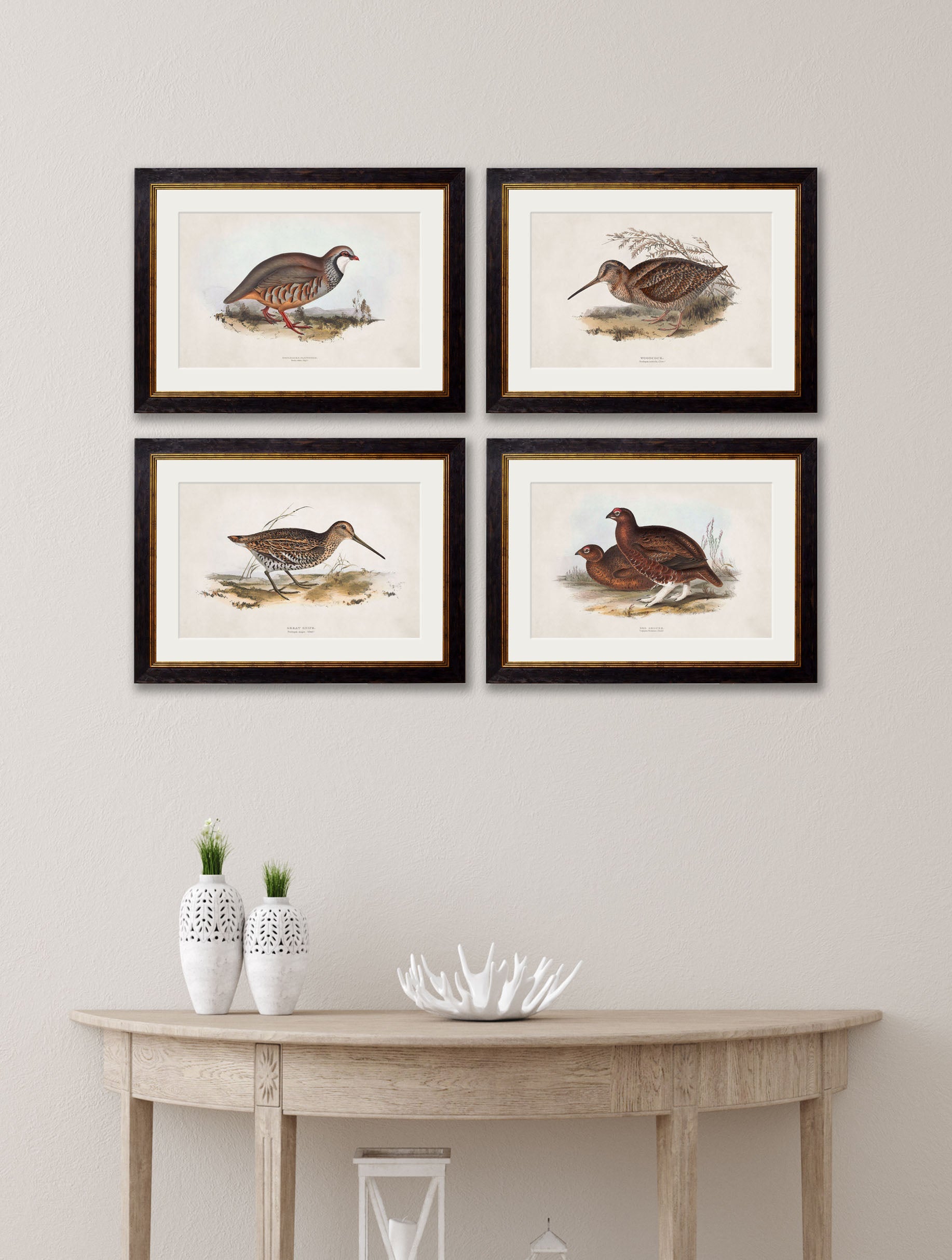 c 1837s british game birds in size 38 x 50cm - glass-fronted framed wall art print with solid wood frame, a beautiful addition to stylish homes