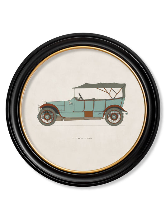 1914 ARGYLL 15/30 in Round Frame in size 44 x 44cm - glass-fronted framed wall art print with solid wood frame, ideal for modern interiors