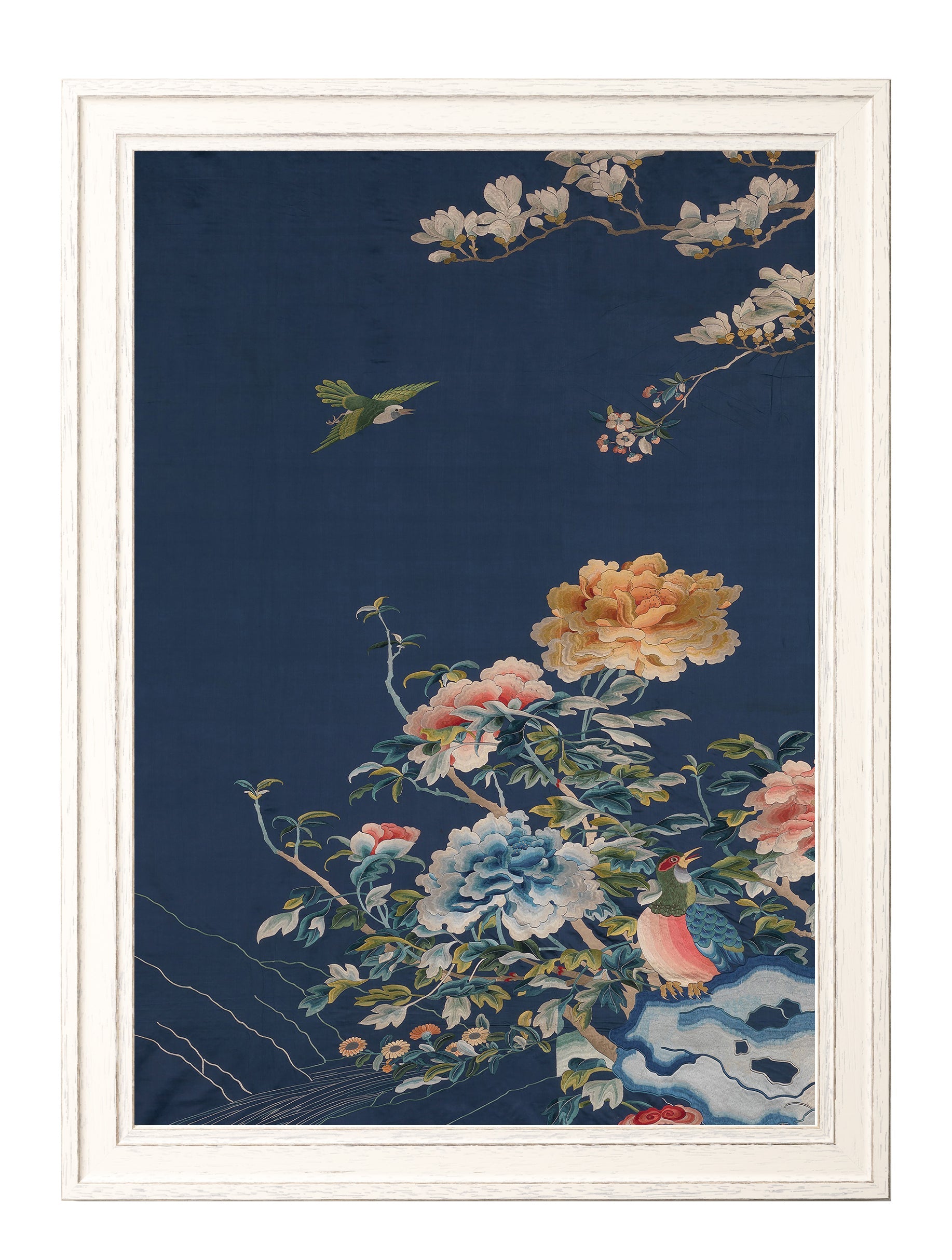 blue blossom trees set of 2 in size 95 x 135cm - glass-fronted framed wall art print with solid wood frame, ideal for modern interiors
