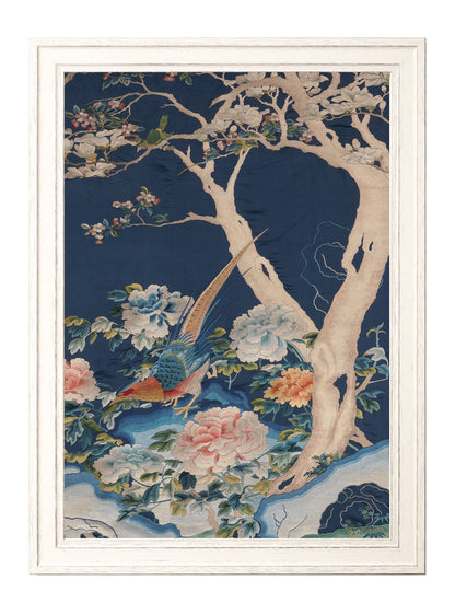 blue blossom trees set of 2 - premium glass-fronted framed art print with solid wood frame, perfect for statement wall decor