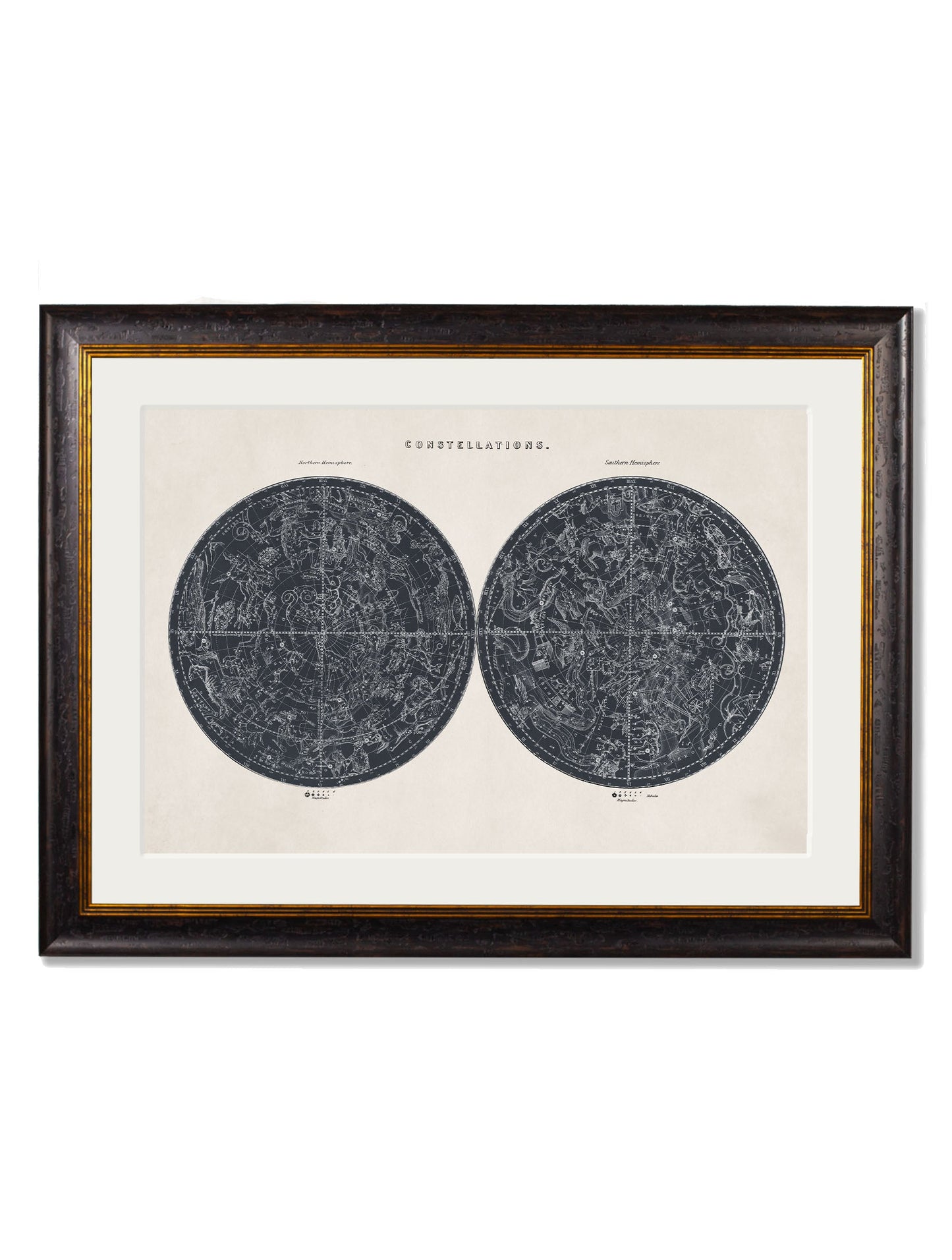 c.1800 Map of the Constellations in size 50 x 70cm - glass-fronted framed wall art print with solid wood frame, ideal for modern interiors