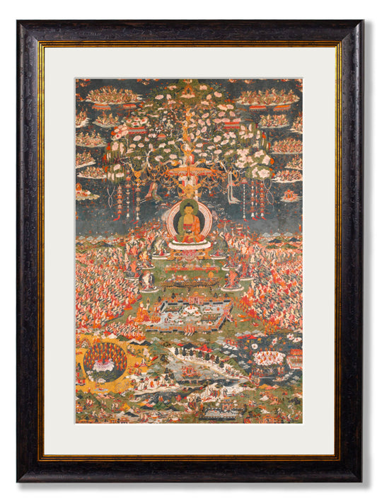 c.1700 Buddha of the Western Pure Land in size 50 x 70cm - glass-fronted framed wall art print with solid wood frame, adds elegance to your decor