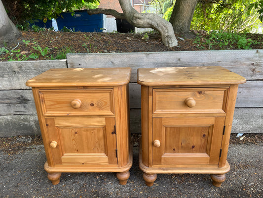Pair Solid Pine Bedside Tables