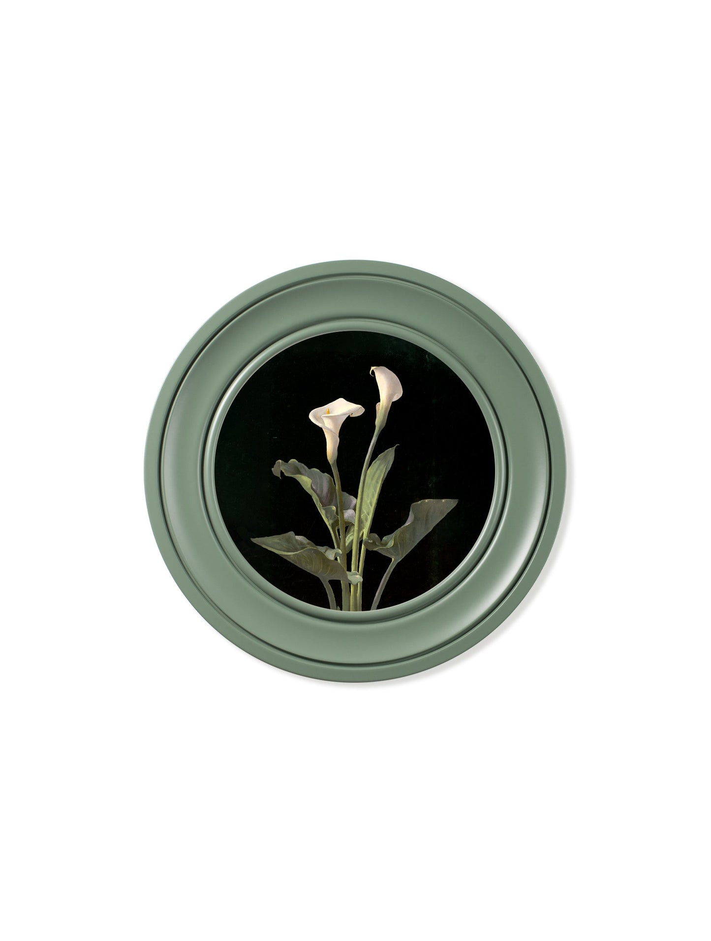 c 1874 george cochran lambdin lillys round frame green in size 44 x 44cm - glass-fronted framed wall art print with solid wood frame, perfect for luxury home decor