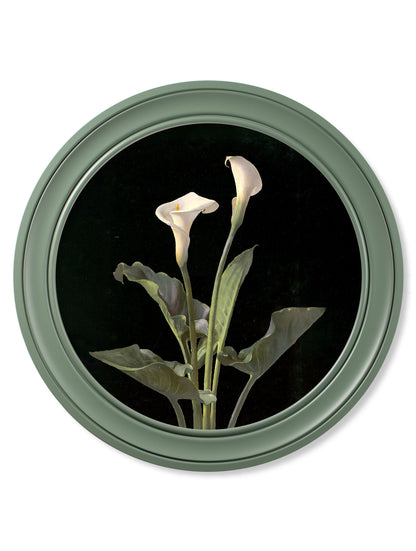 c 1874 george cochran lambdin lillys round frame green in size 70 x 70cm - glass-fronted framed wall art print with solid wood frame, perfect for luxury home decor