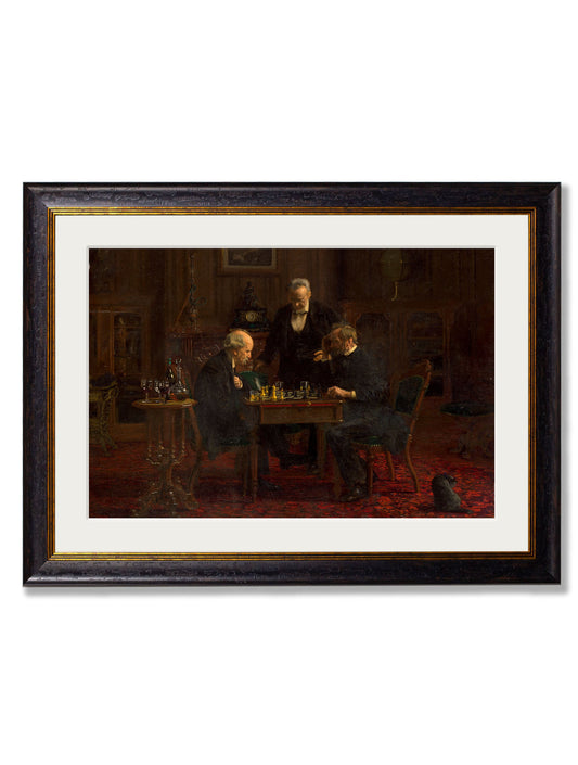 c.1876 The Chess Players - Thomas Eakins in size 50 x 70cm - glass-fronted framed wall art print with solid wood frame, ideal for contemporary home styling