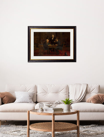 c 1876 the chess players thomas eakins in size 70 x 95cm - glass-fronted framed wall art print with solid wood frame, ideal for contemporary home styling
