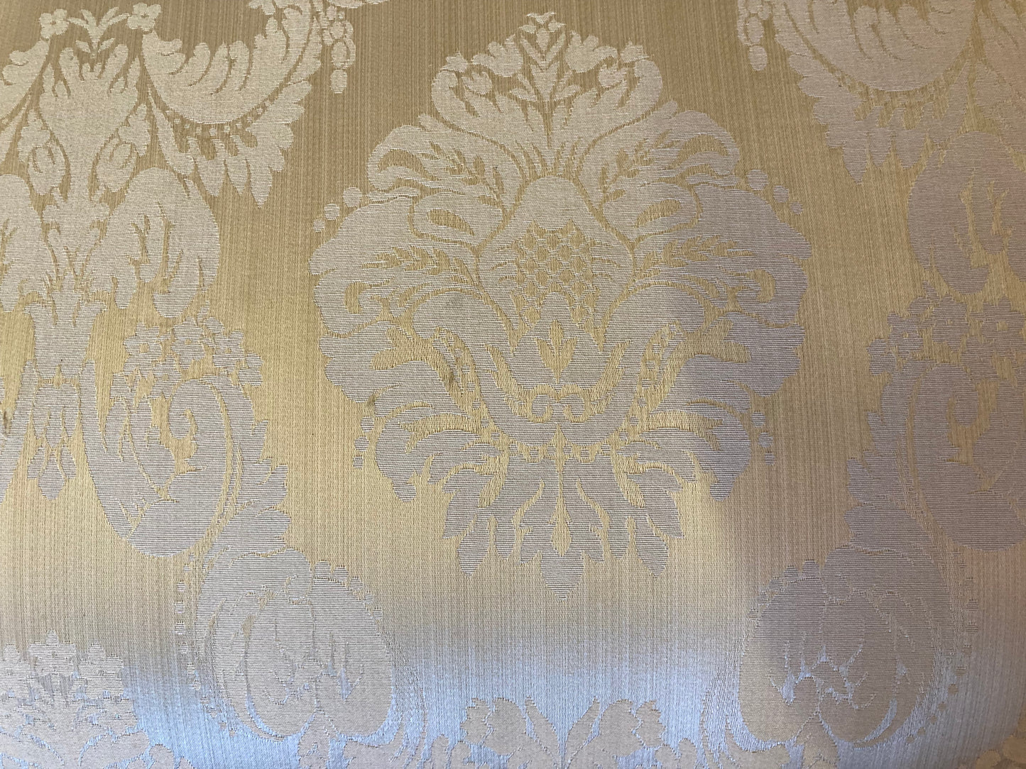 Two Seater Cream Damask Upholstered Sofa