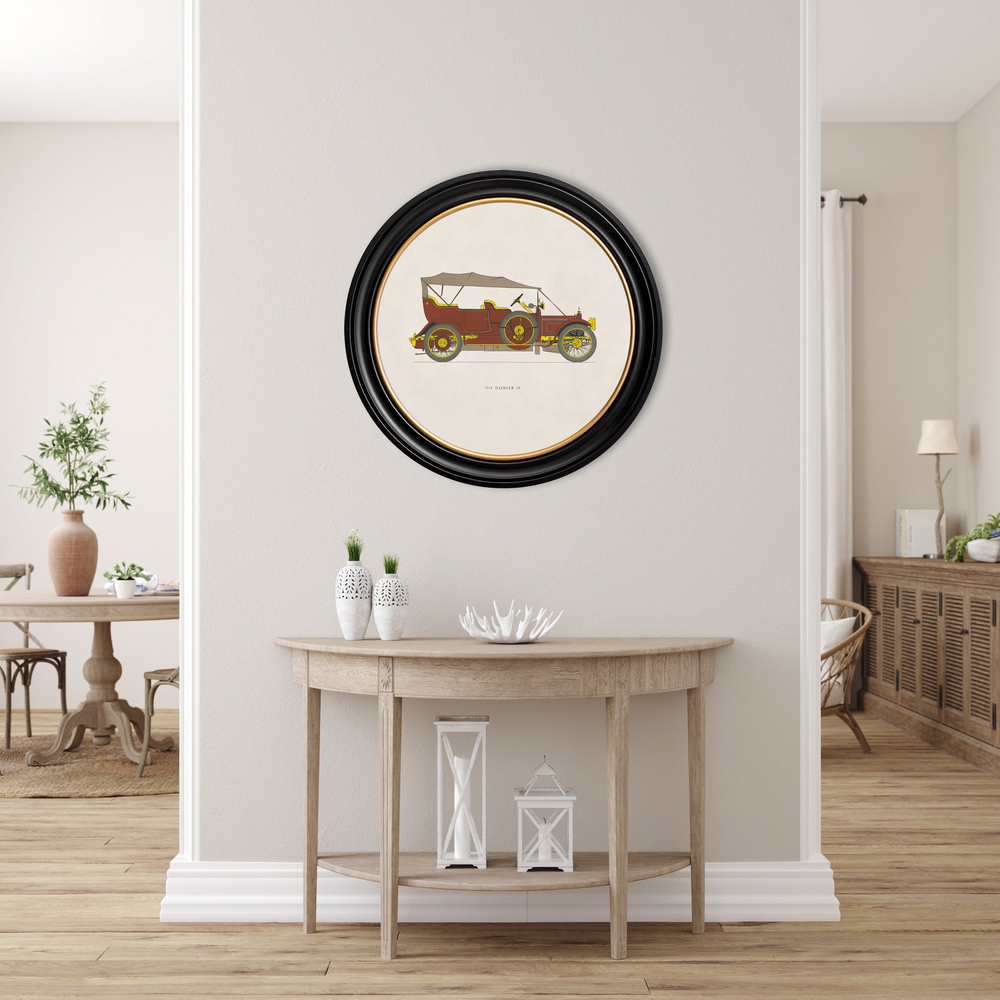 1910 daimler 38 in size 70 x 70cm - glass-fronted framed wall art print with solid wood frame, perfect for statement wall decor