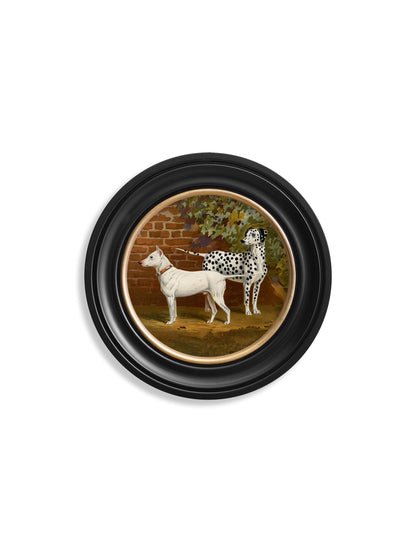 c 1881 dogs round frame in size 70 x 70cm - glass-fronted framed wall art print with solid wood frame, a beautiful addition to stylish homes