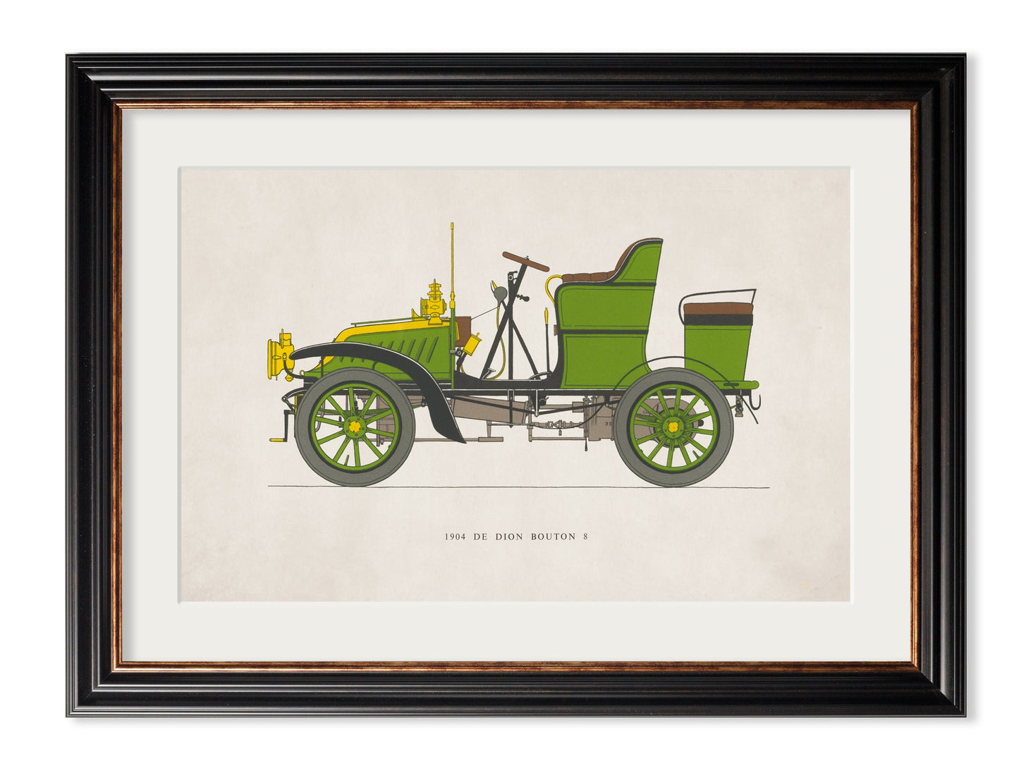 1904 de dion bouton 8 - premium glass-fronted framed art print with solid wood frame, a beautiful addition to stylish homes