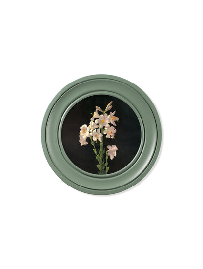 c 1874 george cochran lambdin lillys round frame green in size 70 x 70cm - glass-fronted framed wall art print with solid wood frame, a beautiful addition to stylish homes