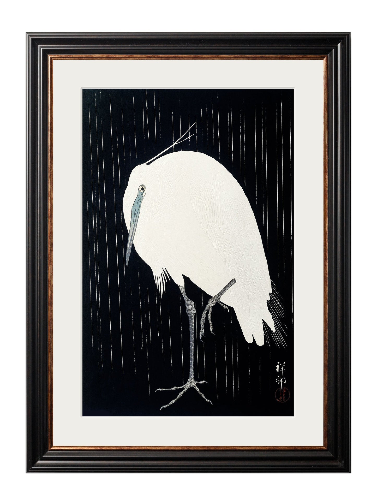 c 1910 roosters ohara koson in size 38 x 50cm - glass-fronted framed wall art print with solid wood frame, ideal for modern interiors