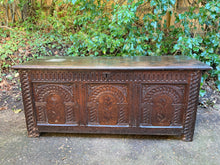 Load image into Gallery viewer, Antique Oak Carved Blanket Chest Storage
