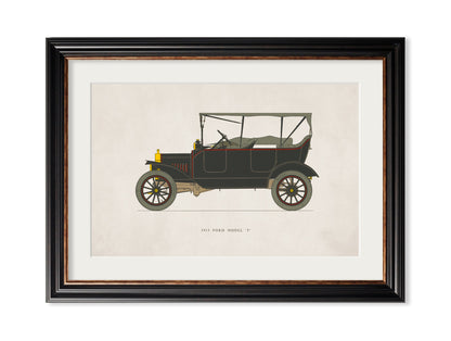 1915 FORD MODEL 'T' in size 35 x 50cm - glass-fronted framed wall art print with solid wood frame, perfect for luxury home decor