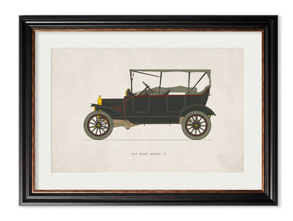 1915 ford model t - premium glass-fronted framed art print with solid wood frame, ideal for contemporary home styling